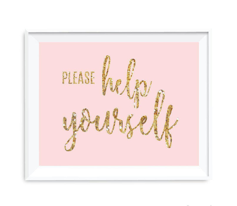 Blush Pink Gold Glitter Print Wedding Party Signs-Set of 1-Andaz Press-Please Help Yourself-