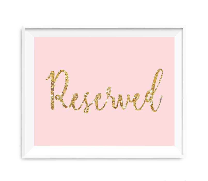 Blush Pink Gold Glitter Print Wedding Party Signs-Set of 1-Andaz Press-Reserved-