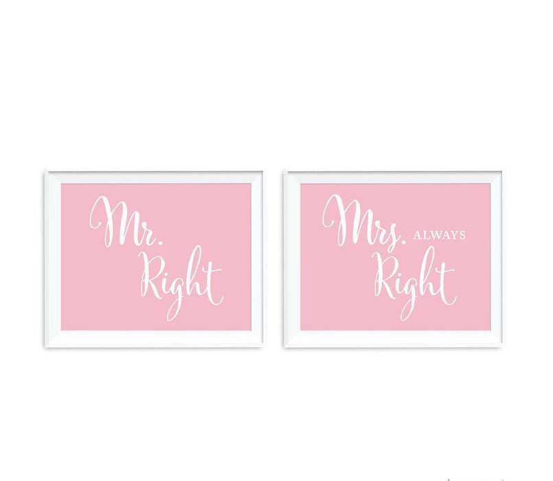 Blush Pink Wedding Signs, 2-Pack-Set of 2-Andaz Press-Mr. Right, Mrs. Always Right-
