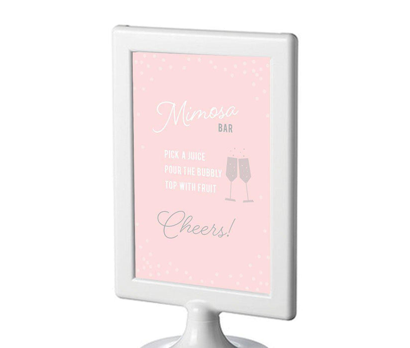 Blush Pink and Gray Pop Fizz Clink Wedding Framed Party Signs-Set of 1-Andaz Press-Mimosa Bar-