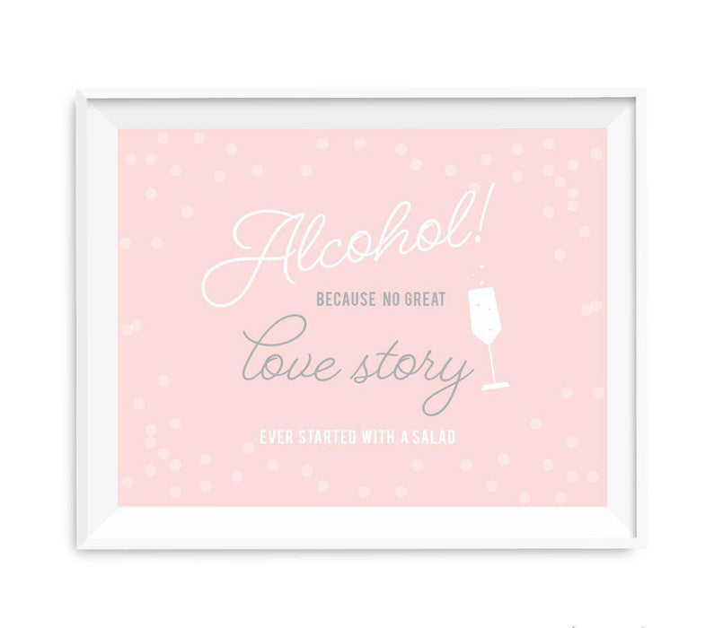 Blush Pink and Gray Pop Fizz Clink Wedding Party Signs-Set of 1-Andaz Press-Alcohol, No Story Started With A Salad-