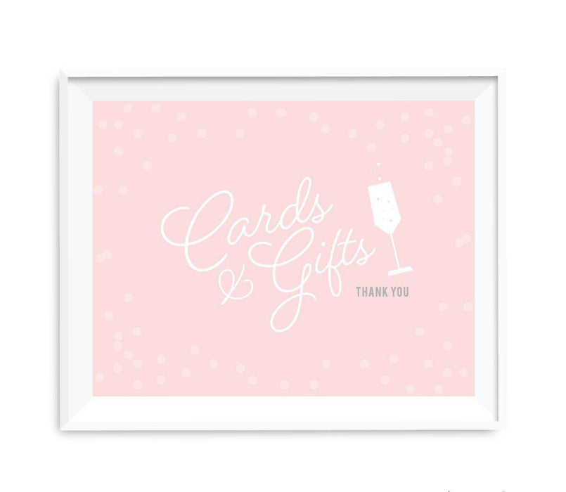 Blush Pink and Gray Pop Fizz Clink Wedding Party Signs-Set of 1-Andaz Press-Cards & Gifts Thank You-