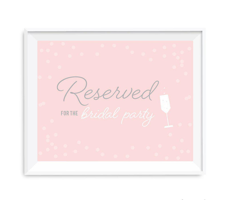 Blush Pink and Gray Pop Fizz Clink Wedding Party Signs-Set of 1-Andaz Press-Reserved For The Bridal Party-