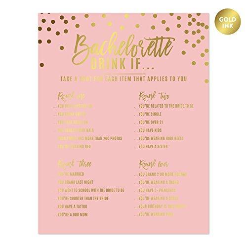 Blush Pink and Metallic Gold Confetti Polka Dots Bachelorette Party Drink If Game Cards-Set of 20-Andaz Press-