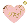Blush Pink and Metallic Gold Confetti Polka Dots Wedding Heart Label Stickers, Enjoy!-Set of 75-Andaz Press-