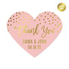 Blush Pink and Metallic Gold Confetti Polka Dots Wedding Personalized Heart Label Stickers, Thank You-Set of 75-Andaz Press-