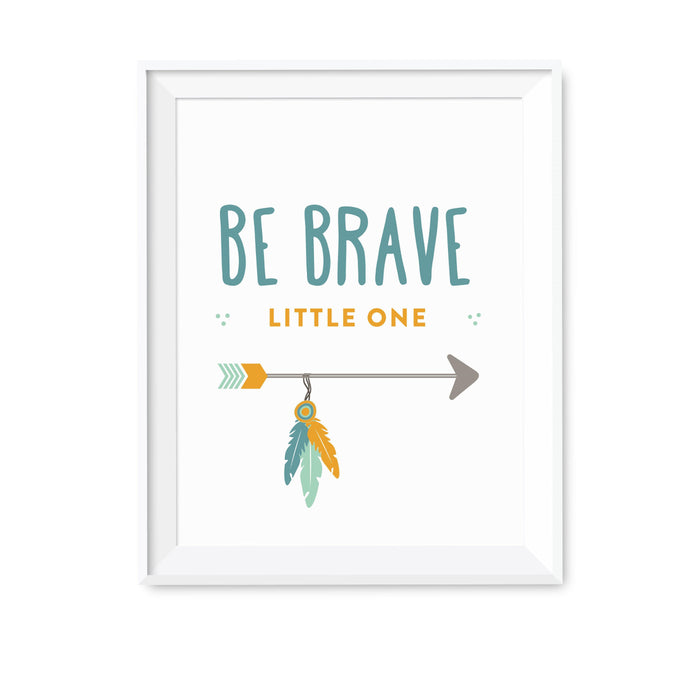 Boho Chic Tribal Baby Shower Wall Art Party Signs-Set of 1-Andaz Press-Be Brave Little One-