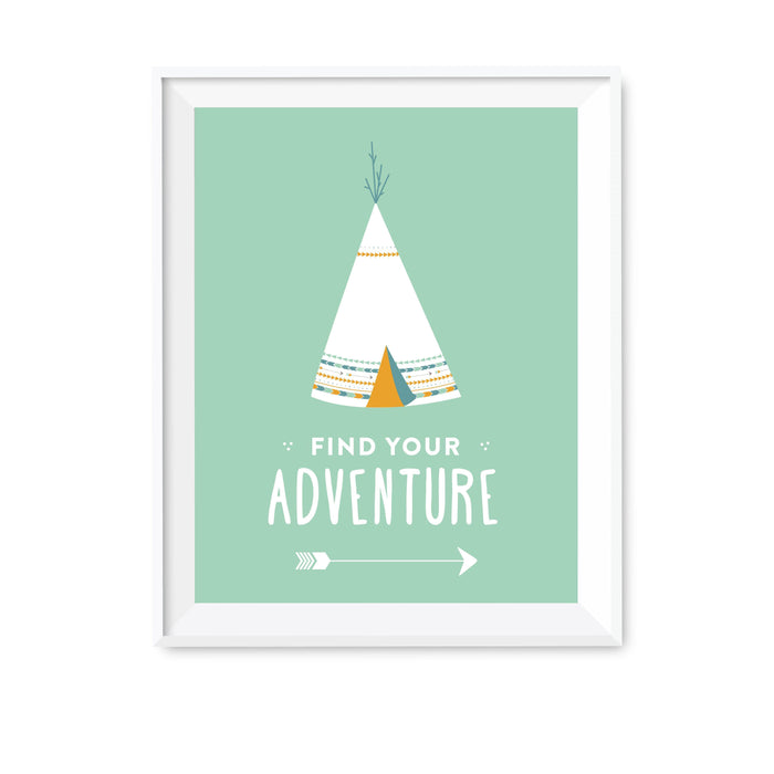 Boho Chic Tribal Baby Shower Wall Art Party Signs-Set of 1-Andaz Press-Find Your Adventure-