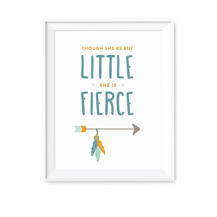 Boho Chic Tribal Baby Shower Wall Art Party Signs-Set of 1-Andaz Press-Though She Be But Little, She Is Fierce-