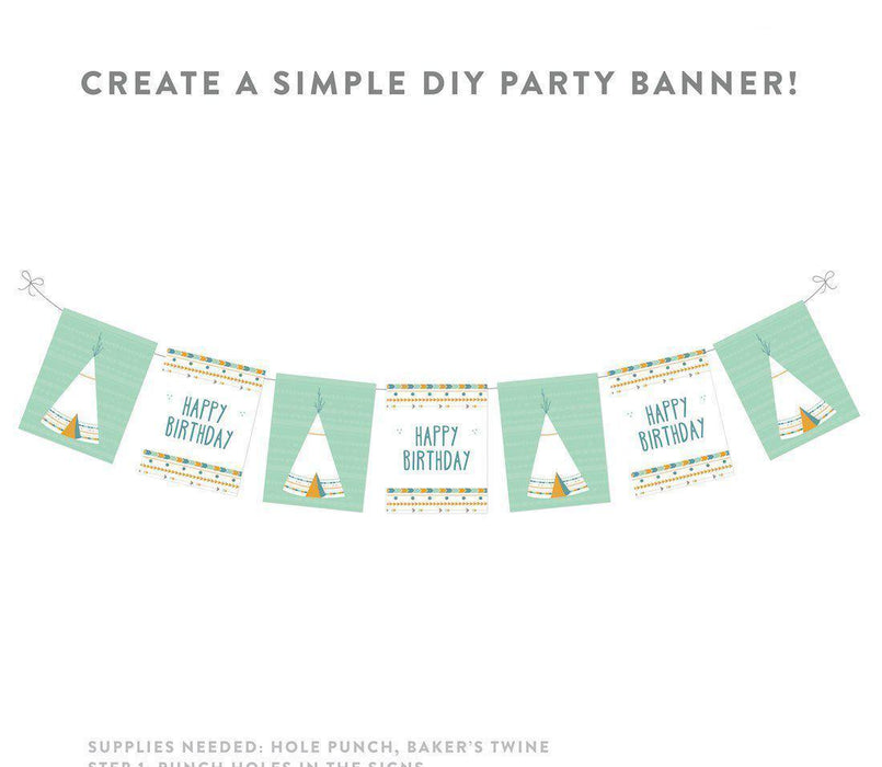 Boho Chic Tribal Birthday Party Signs, Graphic Decorations-Set of 20-Andaz Press-