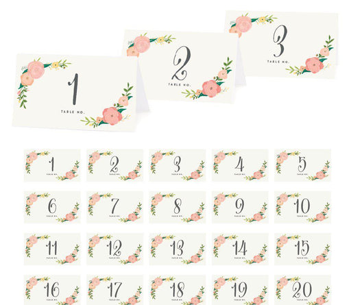Boho Floral Tea Party Table Tent Place Cards-Set of 20-Andaz Press-1-20-