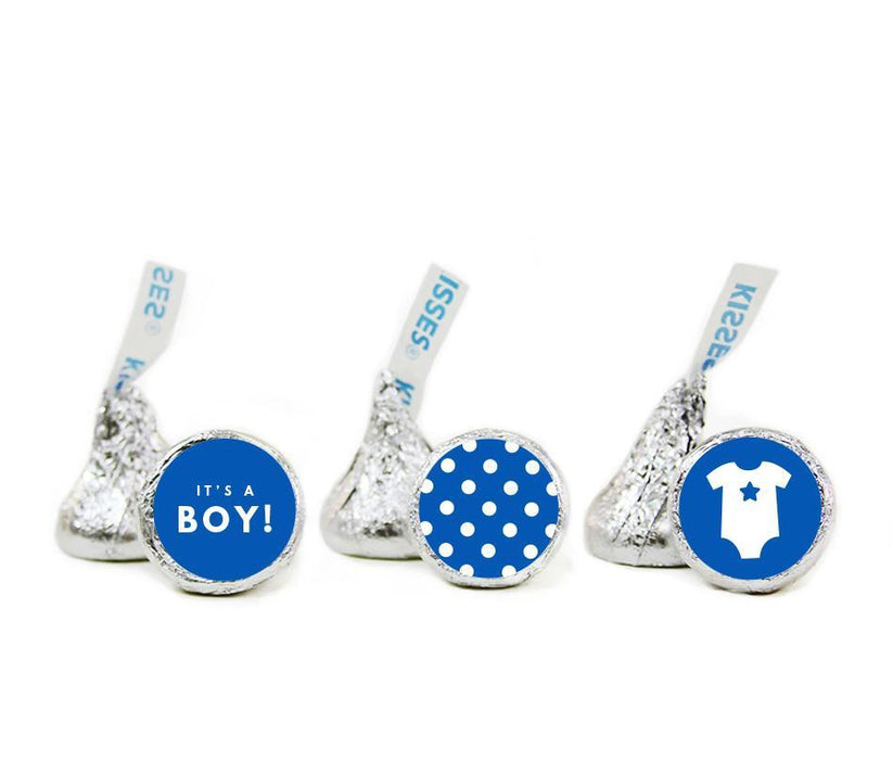 Boy Baby Shower Hershey's Kisses Stickers-Set of 216-Andaz Press-Royal Blue-