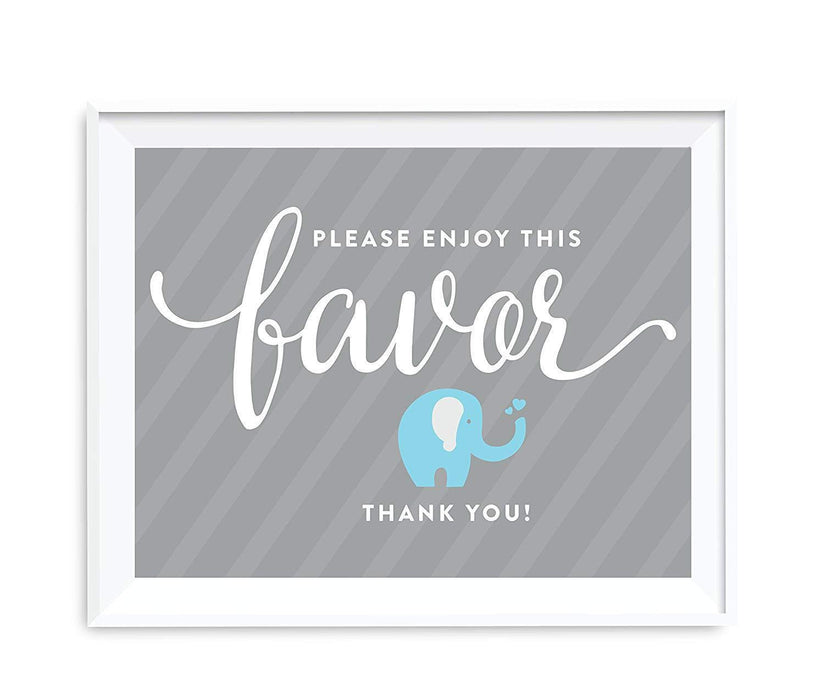 Boy Elephant Baby Shower Party Signs-Set of 1-Andaz Press-Please Enjoy This Favor, Thank You-