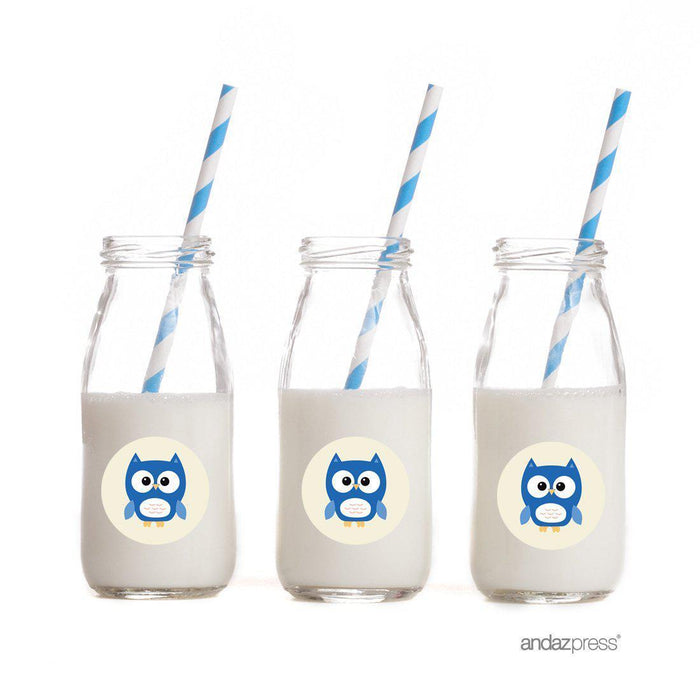 Boy Owl Baby Shower Paper Straw with Toppers DIY Party Favors Kit-Set of 20-Andaz Press-