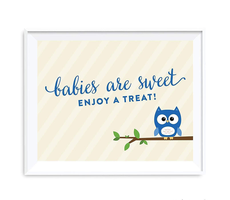 Boy Owl Baby Shower Party Signs-Set of 1-Andaz Press-Babies Are Sweet, Enjoy A Treat-