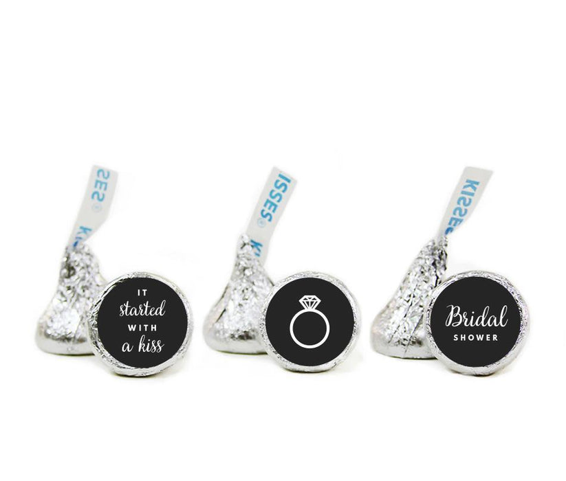 Bridal Shower Hershey's Kisses Stickers-Set of 216-Andaz Press-Black-