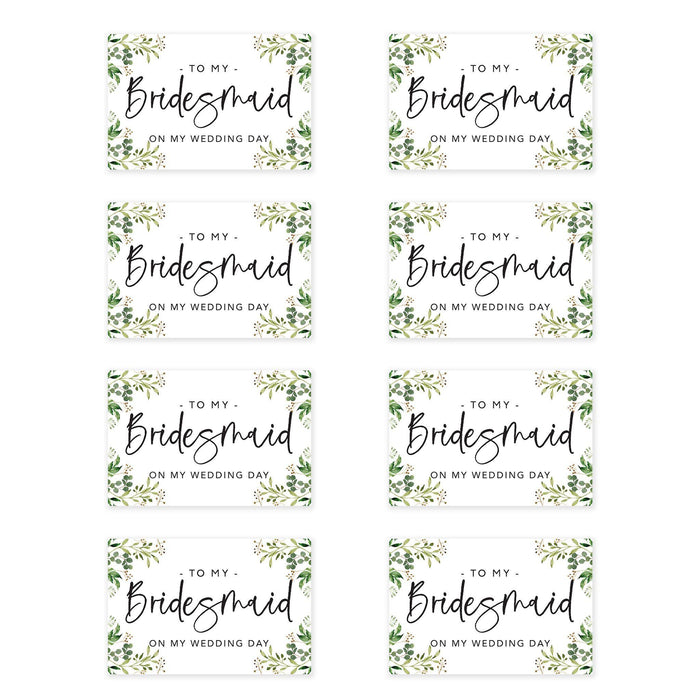 Bridesmaid Wedding Day Gift Cards with Envelopes, To My Bridesmaid on My Wedding Day Cards-Set of 8-Andaz Press-Greenery Foliage-