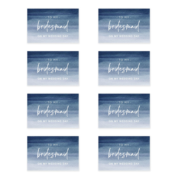 Bridesmaid Wedding Day Gift Cards with Envelopes, To My Bridesmaid on My Wedding Day Cards-Set of 8-Andaz Press-Navy Blue Ombre-