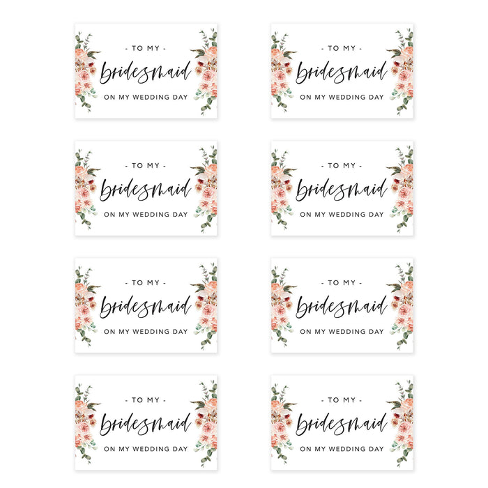 Bridesmaid Wedding Day Gift Cards with Envelopes, To My Bridesmaid on My Wedding Day Cards-Set of 8-Andaz Press-Nude Florals-