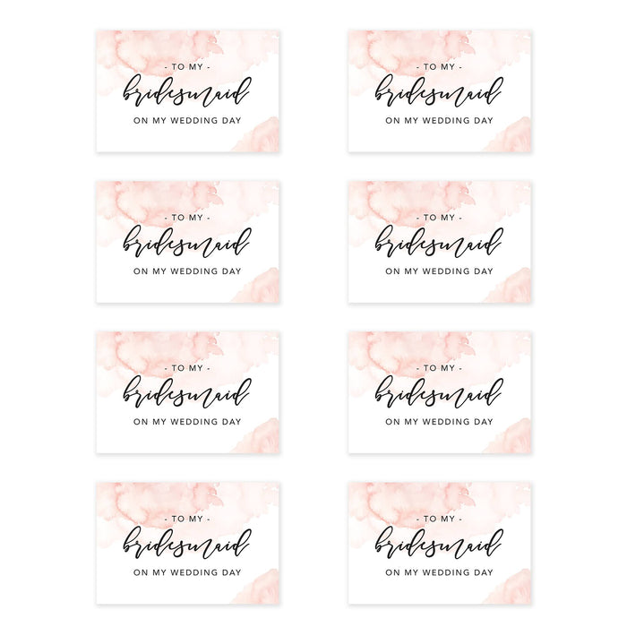 Bridesmaid Wedding Day Gift Cards with Envelopes, To My Bridesmaid on My Wedding Day Cards-Set of 8-Andaz Press-Pink Watercolor-