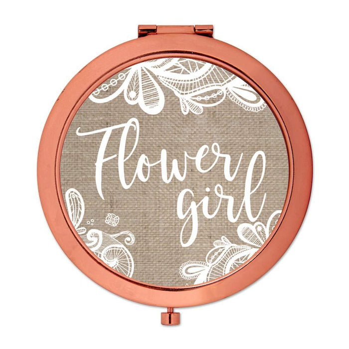 Burlap Lace Rose Gold Compact Mirror-Set of 1-Andaz Press-Rose Gold Flower Girl-