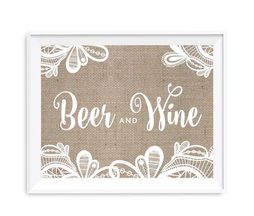 Burlap Lace Wedding Party Signs-Set of 1-Koyal Wholesale-Beer & Wine-