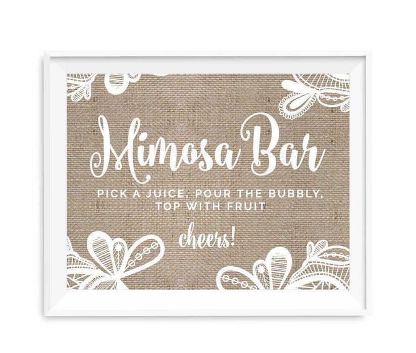 Burlap Lace Wedding Party Signs-Set of 1-Koyal Wholesale-Mimosa Bar-