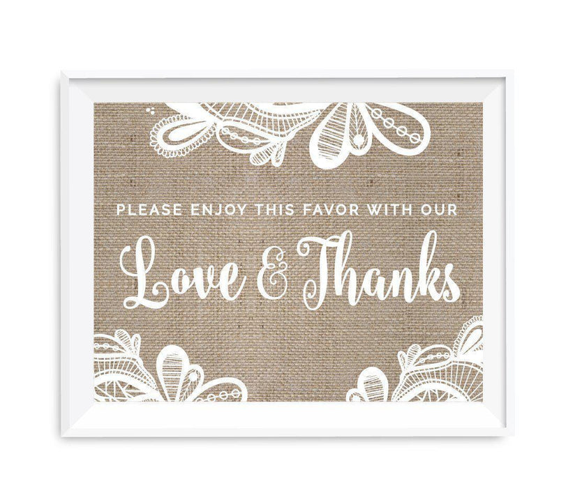 Burlap Lace Wedding Party Signs-Set of 1-Koyal Wholesale-Please Enjoy Favor With Our Gratitude-