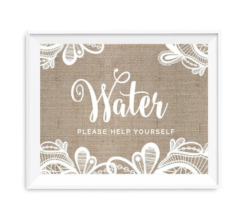 Burlap Lace Wedding Party Signs-Set of 1-Koyal Wholesale-Water-