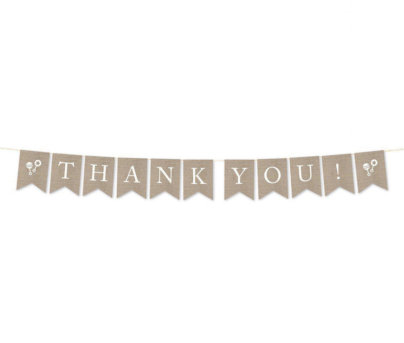 Burlap Pennant Party Banner-Set of 1-Andaz Press-Thank You!-