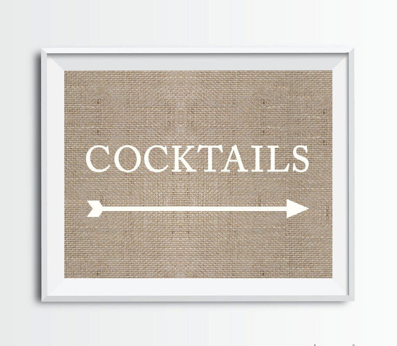 Burlap Wedding Party Directional Signs, Double-Sided Big Arrow-Set of 1-Andaz Press-Cocktails-
