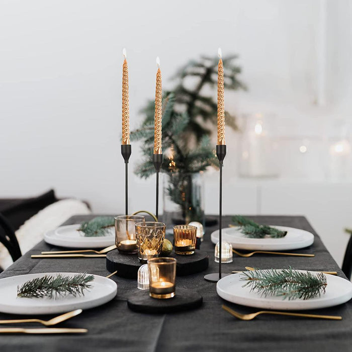 Candlestick Taper Candle Holders, Tall Table Wedding Centerpiece Decor, Modern Minimalist Decorations, Set of 6-Set of 6-Koyal Wholesale-Metallic Gold-