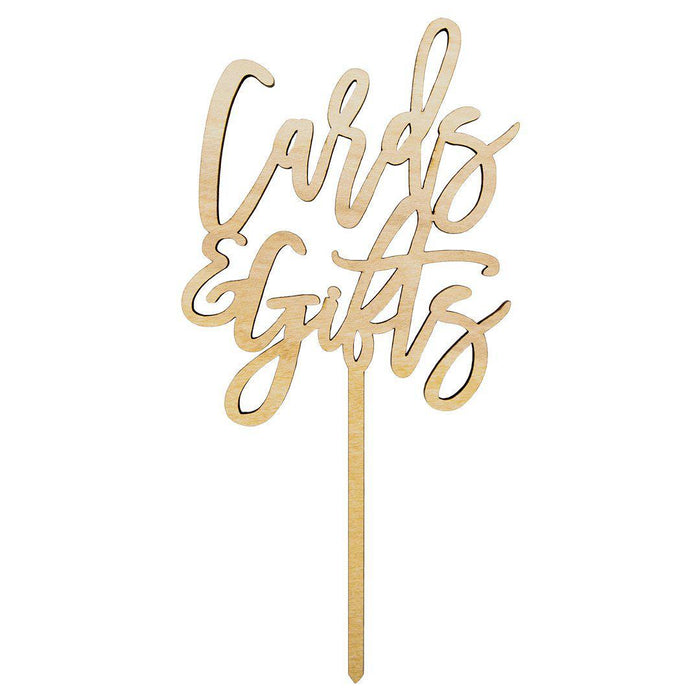 Cards & Gifts Laser Cut Wood Cake Topper-Set of 1-Andaz Press-Natural-