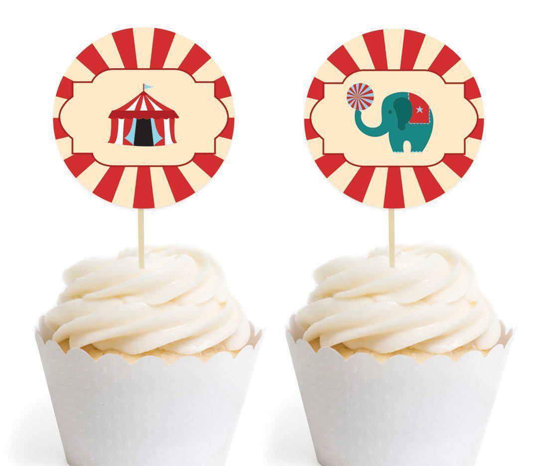 Carnival Circus Birthday Cupcake Topper DIY Party Favors Kit-Set of 20-Andaz Press-