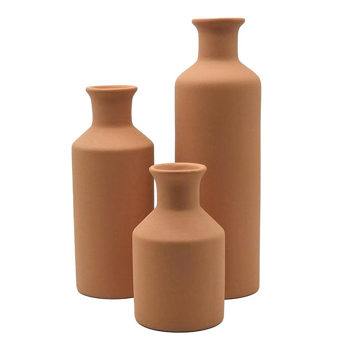 Ceramic Bud Vases, Modern Decorative Vases Small & Tall Vases-Set of 3-Koyal Wholesale-Terracotta-