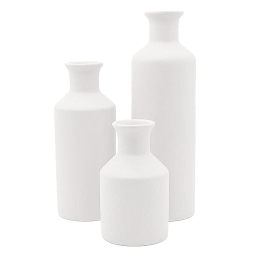 Ceramic Bud Vases, Modern Decorative Vases Small & Tall Vases-Set of 3-Koyal Wholesale-White-