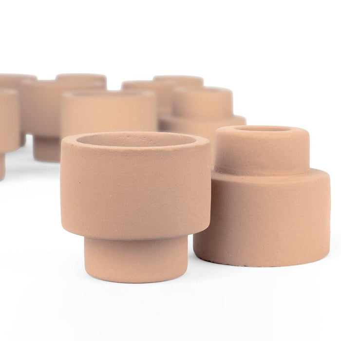 Ceramic Reversible Candle Holder, Decorative Taper and Tea Light Candle Holder, Unique Tall Candle Holders, Set of 12-Set of 12-Koyal Wholesale-Terracotta-