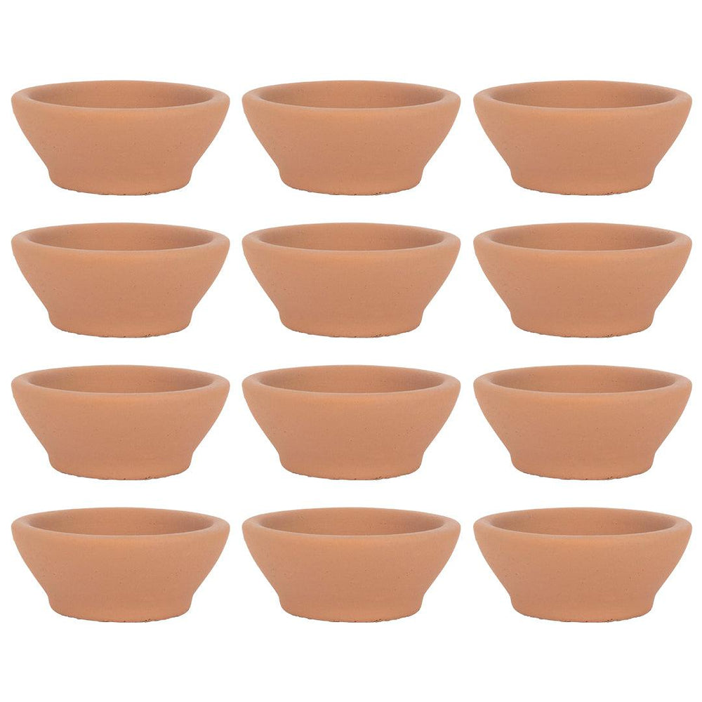Ceramic Tealight Candle Holder Terracotta Candle Saucers, Decorative Candle Tray Stand Plate for Tealights-Set of 12-Koyal Wholesale-Terracotta-