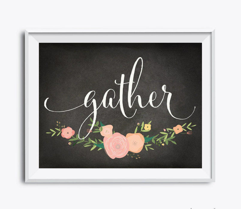 Chalkboard Floral Fall Thanksgiving Party Signs-Set of 1-Andaz Press-Gather-