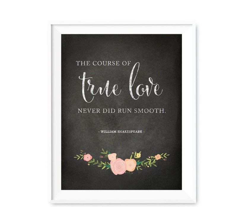 Chalkboard & Floral Roses Wedding Love Quote Wall Art Print Sign-Set of 1-Andaz Press-Every Heart Sings A Song-