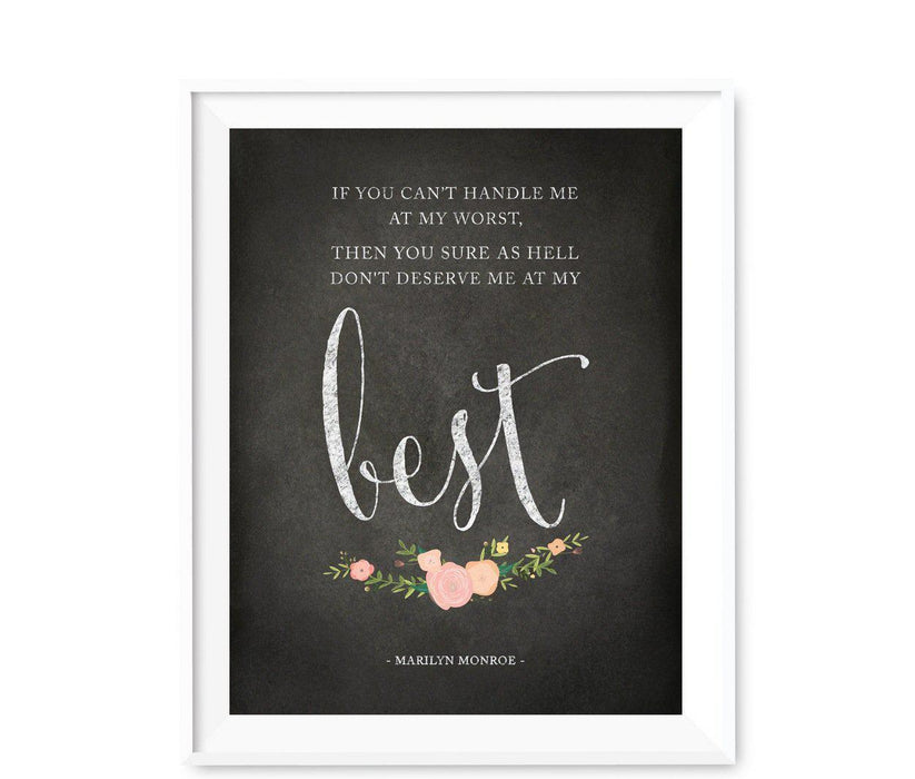 Chalkboard & Floral Roses Wedding Love Quote Wall Art Print Sign-Set of 1-Andaz Press-Every Heart Sings A Song-