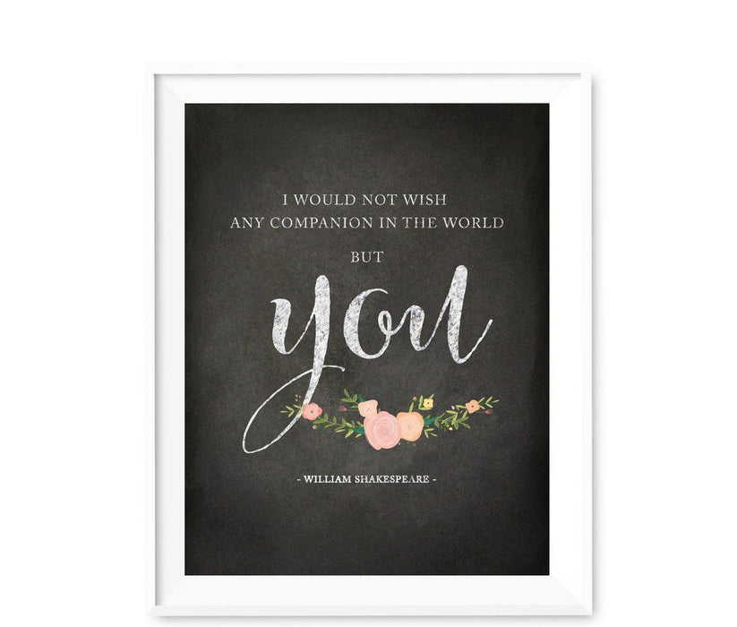 Chalkboard & Floral Roses Wedding Love Quote Wall Art Print Sign-Set of 1-Andaz Press-Every Heart Sings A Song-