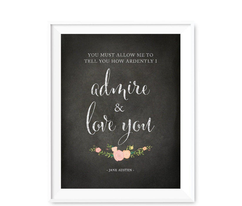 Chalkboard & Floral Roses Wedding Love Quote Wall Art Print Sign-Set of 1-Andaz Press-Every Heart Sings A Song-