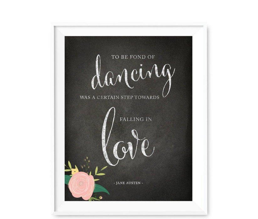 Chalkboard & Floral Roses Wedding Love Quote Wall Art Print Sign-Set of 1-Andaz Press-Every Heart Sings A Song-