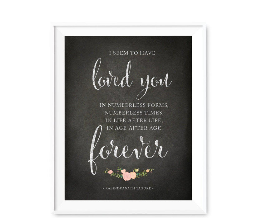 Chalkboard & Floral Roses Wedding Love Quote Wall Art Print Sign-Set of 1-Andaz Press-Every Heart Sings A Song-