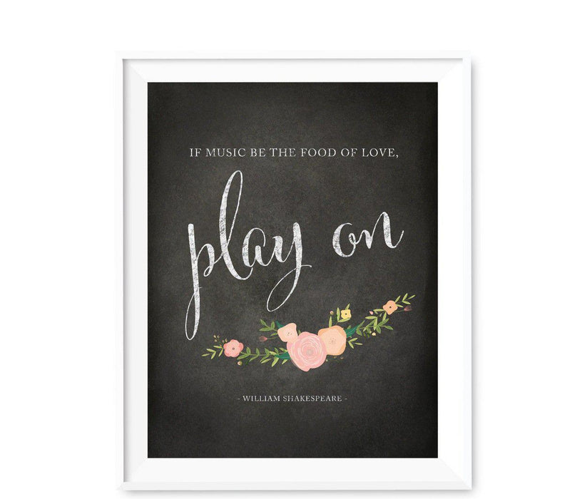 Chalkboard & Floral Roses Wedding Love Quote Wall Art Print Sign-Set of 1-Andaz Press-Every Heart Sings A Song-