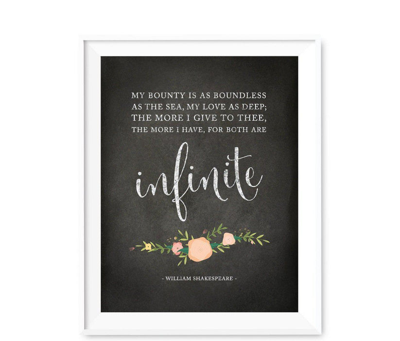 Chalkboard & Floral Roses Wedding Love Quote Wall Art Print Sign-Set of 1-Andaz Press-Every Heart Sings A Song-