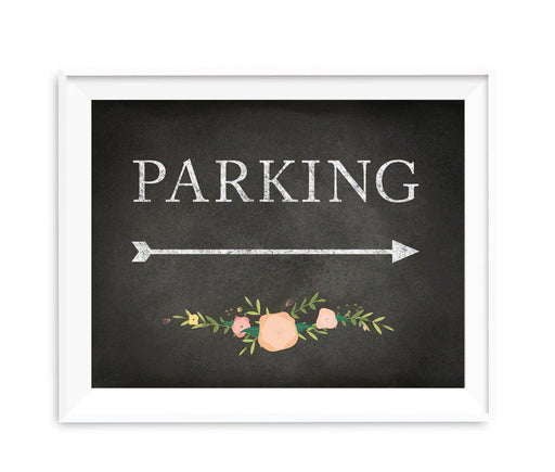 Chalkboard & Floral Roses Wedding Party Directional Signs-Set of 1-Andaz Press-Parking-