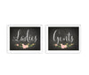 Chalkboard & Floral Roses Wedding Party Signs, 2-Pack-Set of 2-Andaz Press-Ladies, Gents-