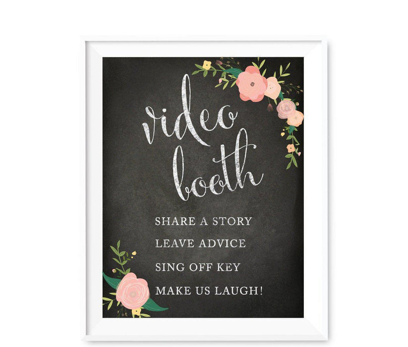 Chalkboard & Floral Roses Wedding Party Signs-Set of 1-Andaz Press-Mr. & Mrs.-